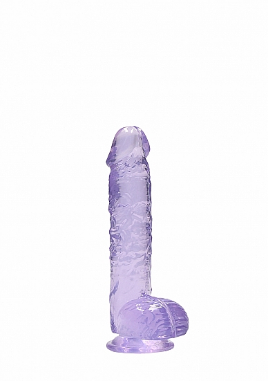 REALROCK 6IN REALISTIC DILDO W/ BALLS CLEAR PURPLE