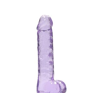REALROCK 7IN REALISTIC DILDO W/ BALLS CLEAR PURPLE