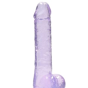 REALROCK 8IN REALISTIC DILDO W/ BALLS CLEAR PURPLE