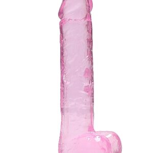 REALROCK 9IN REALISTIC DILDO W/ BALLS CLEAR PINK