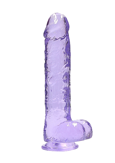 REALROCK 9IN REALISTIC DILDO W/ BALLS CLEAR PURPLE