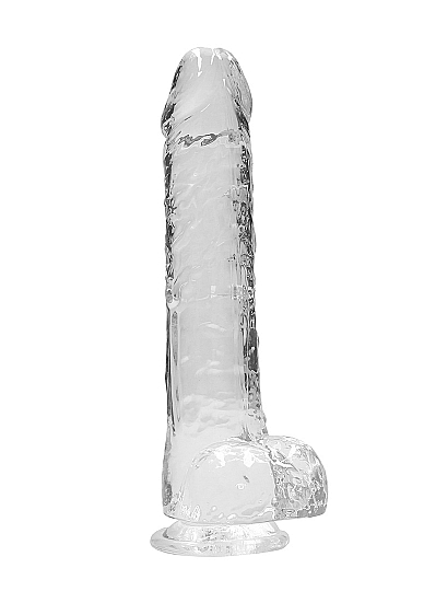 REALROCK 9IN REALISTIC DILDO W/ BALLS CRYSTAL CLEAR