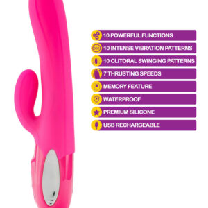 VIBEN HYPNOTIC THRUSTING RABBIT W/ CLIT STIM HOT PINK