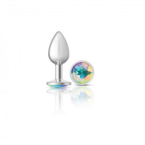 CHEEKY CHARMS ROUND CLEAR IRIDESCENT SMALL SILVER PLUG