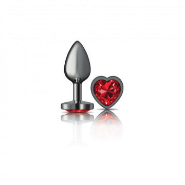 CHEEKY CHARMS HEART DEEP RED SMALL GUNMETAL BUTT PLUG