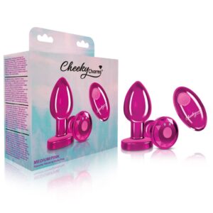 CHEEKY CHARMS VIBRATING METAL PLUG PINK MEDIUM W/ REMOTE