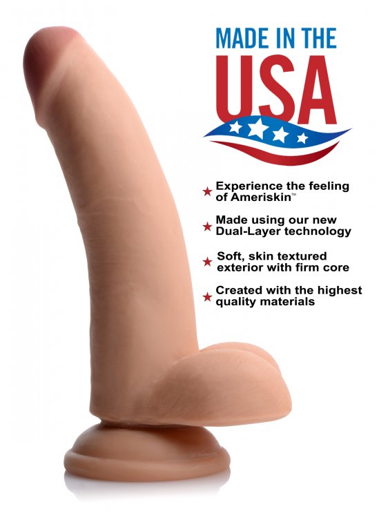 USA COCKS 8IN AMERISKIN DILDO LIGHT