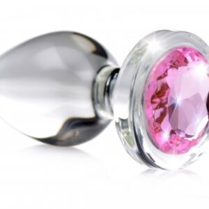 BOOTY SPARKS PINK GEM GLASS ANAL PLUG SMALL