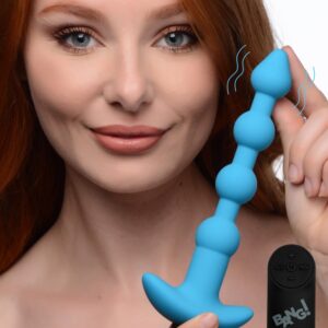BANG! VIBRATING SILICONE ANAL BEADS & REMOTE BLUE