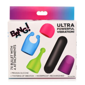 BANG! RECHARGEABLE BULLET W/ 4 ATTACHMENTS