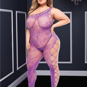 OFF THE SHOULDER BODYSTOCKING PURPLE Q/S