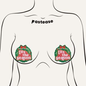 PASTEASE TITS SEASON HOLIDAY GREEN WREATH ON GLITTERY