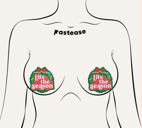 PASTEASE TITS SEASON HOLIDAY GREEN WREATH ON GLITTERY