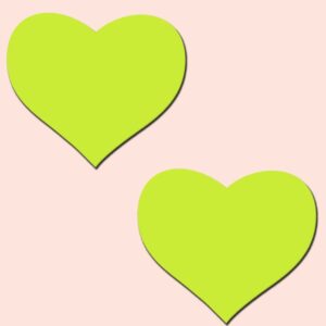 PASTEASE HEARTS GLOW IN THE DARK NEON YELLOW