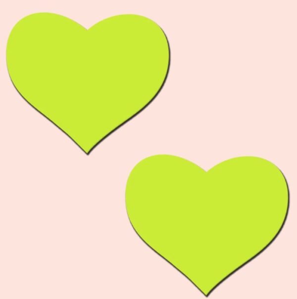 PASTEASE HEARTS GLOW IN THE DARK NEON YELLOW
