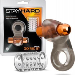 STAY HARD VIBRATING COCK RING SET W/SLEEVE