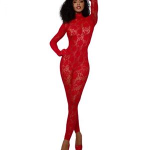 DREAMGIRL RED GLOVED BODYSTOCKING OS