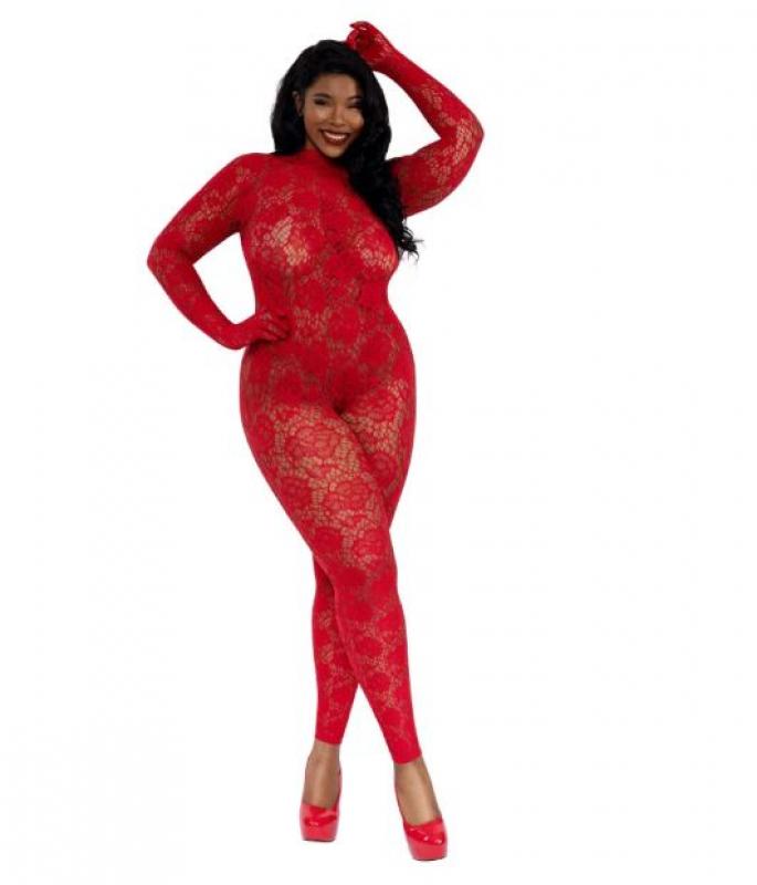 DREAMGIRL PLUS RED GLOVED BODYSTOCKING OSQ