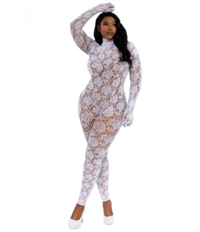 DREAMGIRL PLUS WHITE GLOVED BODYSTOCKING OSQ