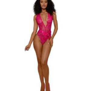 DREAMGIRL TIANA LACE TEDDY S/SATIN TIE L/XL