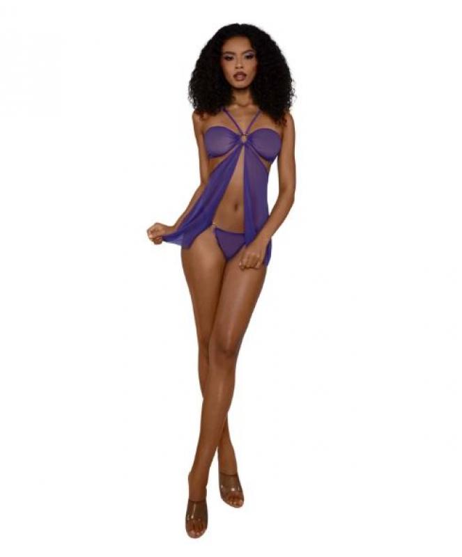 DREAMGIRL BODYDOLL SET WITH PANTY ULTRA VIOLET OS