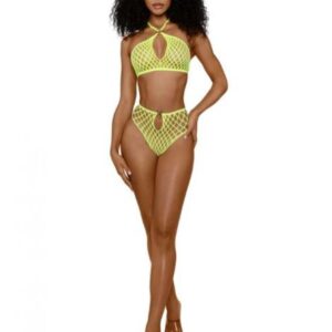 DREAMGIRL SITUATION NET 2PIECE 2 PIECE SET NEON YELLOW OS