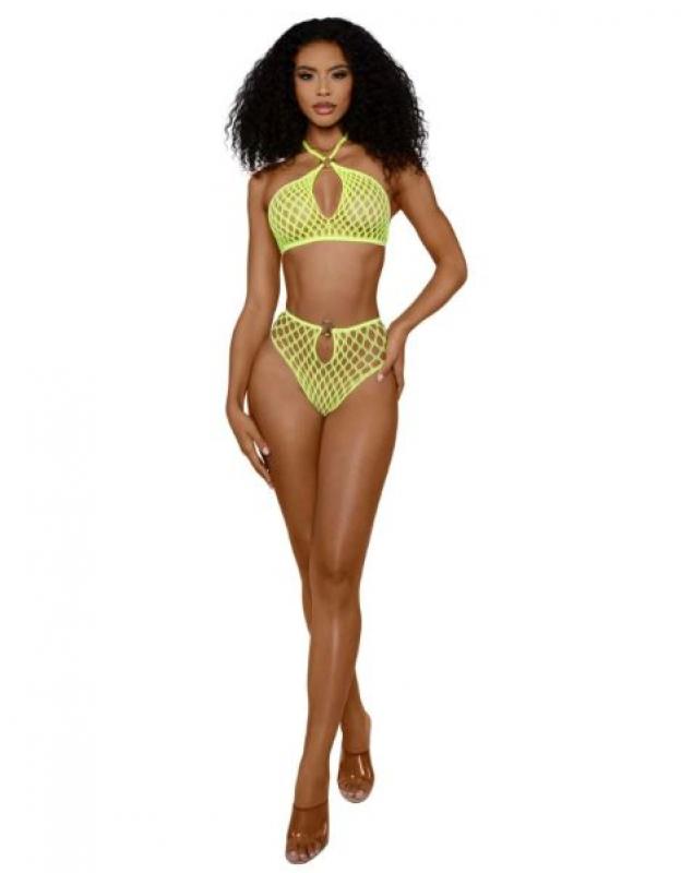 DREAMGIRL SITUATION NET 2PIECE 2 PIECE SET NEON YELLOW OS