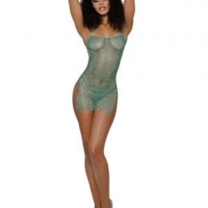 DREAMGIRL SHINE BRIGHT SULTRY MINI W/THONG L/XL