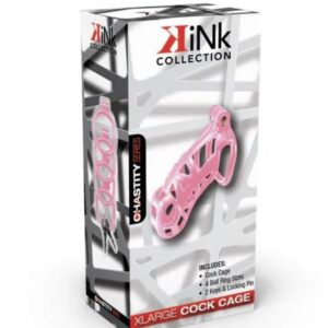 KINK CHASTITY SERIES LOCKING COCK CAGE XL PINK