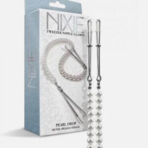 NIXIE ADJUSTABLE TWEEZER CLIPS WITH PEARLS WHITE GOLD