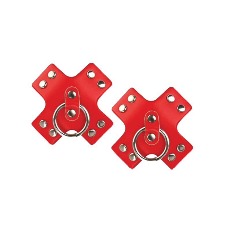 NIPPLICIOUS SEDUCER LEATHER PASTIES W/ RING RED
