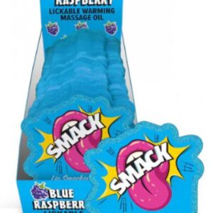 SMACK LICKABLE MASSAGE OIL 36 PC DISPLAY BLUE RASPBERRY