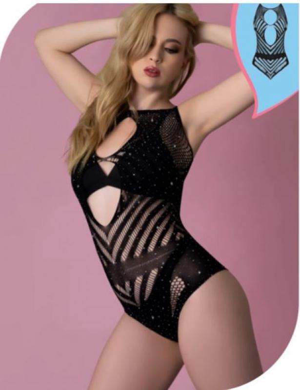 LOVE RHINESTONE CRYSTAL SEAMLESS TEDDY BLACK