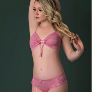 WISTERIA MIST BRALETTE & PANTY REMOVABLE GARTERS PINK M