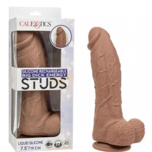 STUDS RECHARGEABLE VIBRATING 9.5 SUCTION CUP DILDO ENERGY BROWN"