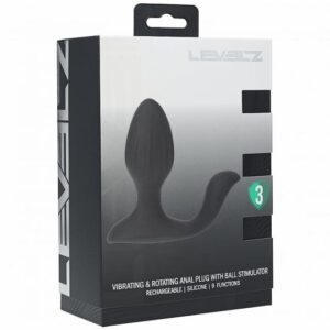 LEVELZ VIBRATING & ROTATING SILICONE ANAL PLUG BLACK