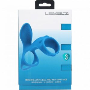 LEVELZ VIBRATING SILICONE COCK & BALL RING W/SHAFT LOOP TEAL