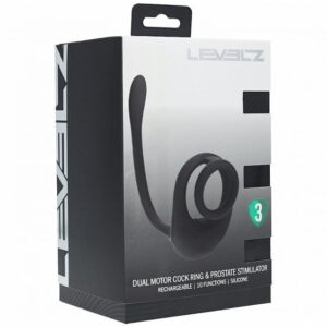 LEVELZ DUAL MOTOR SILICONE COCK RING W/ PROSTATE STIMULAT BLACK