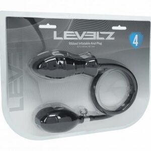 LEVELZ RIBBED INFLATABLE SILICONE ANAL PLUG BLACK