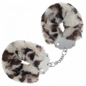 OUCH! HEAVY DUTY FLUFFY HANDCUFFS SNOW LEOPARD