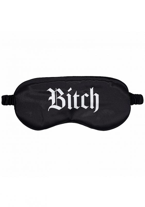 OUCH BITCH PRINTED MASK SATIN BLACK