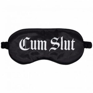 OUCH CUM SLUT PRINTED MASK SATIN BLACK