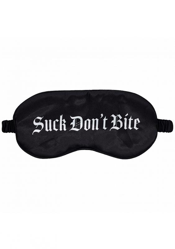 OUCH SUCK DON'T BITE PRINTED MASK SATIN BLACK