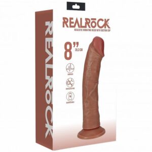 REALROCK 8IN VIBRATING COCK R/CURVE TAN