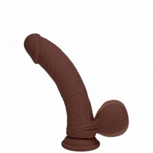 REALROCK RECHARGEABLE DUAL LAYERED VIBRATING CURVED 6IN W/BALLS BROWN