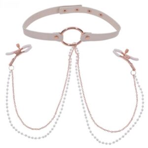 PEACHES N CREAME COLLAR W/ NIPPLE CLAMPS