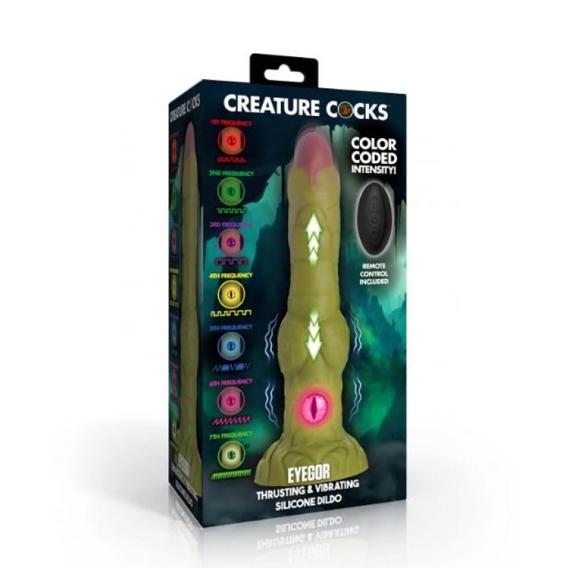 CREATURE COCK EYEGOR THRUSTING VIBRATING SILICONE DILDO