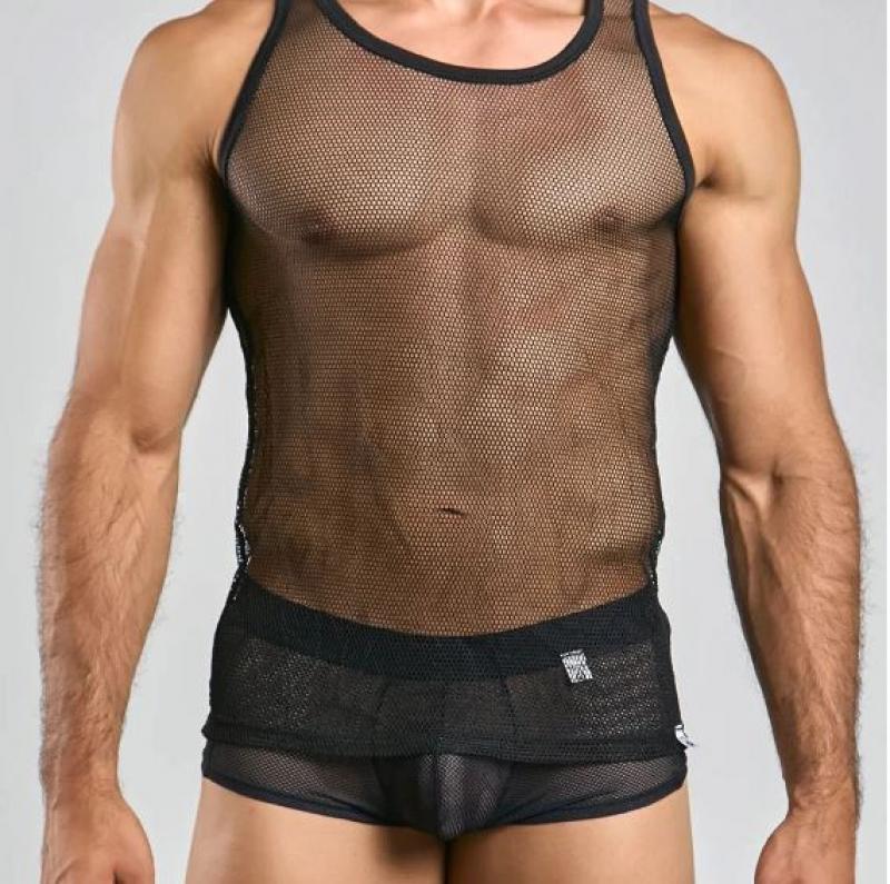 MOB FISHNET TANK TOP BLACK MEDIUM